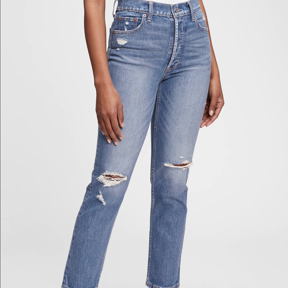 GAP Straight Distressed Jeans